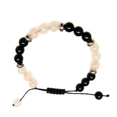 Drawstring Black Obsidian With Rose Quartz Power Bead Bracelet.   SPR16152BR