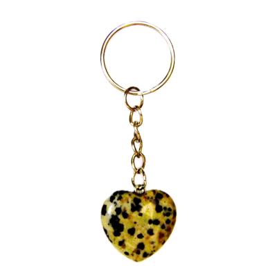 Mini Puff Heart Gemstone Keyring In Dalmation jasper.   SP16438POL