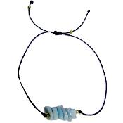 Larimar polished chip And Bead Drawstring Bracelet.   SPR16849BR