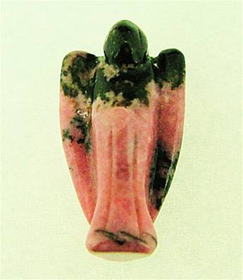 MINI ANGEL CARVING IN RHODONITE. SPR5092POL