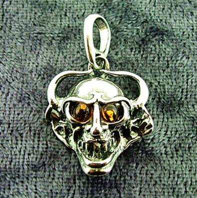 SKULL/ DEMON DESIGN PENDANT IN 925 SILVER. SPR6268