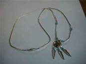 Turquoise Necklace with 3 feathers - 083N