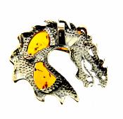 BALTIC AMBER & SILVER DRAGON PENDANT.   SP10484PEND