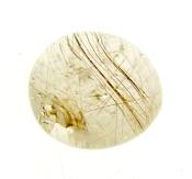 QUARTZ DOME POLISHED PEBBLE SPECIMEN FEATURING SILVER & GOLDEN RUTILE INCLUSIONS.   SP10799POL