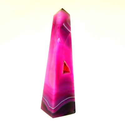 PINK AGATE GEODE OBELISK.   SP13783POL