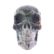 Gemstone Skull Carving In Green Moss Agate.   SP17110POL
