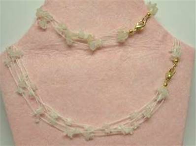 RAINBOW MOONSTONE THREADED GEM CHIP 18" NECKLACE & 7" BRACELET TWO PIECE SET. SPR1022