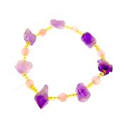 ELASTICATED BEAD BRACELET WITH UNPOLISHED AMETHYST CRYSTALS.   SPR14231BR