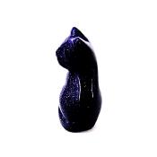 GEMSTONE KITTEN CARVING IN BLUE GOLDSTONE.   SPR14477POL