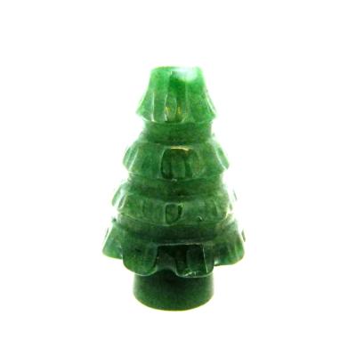 GEMSTONE CHRISTMAS TREE CARVING IN GREEN AVENTURINE.   SPR14502POL