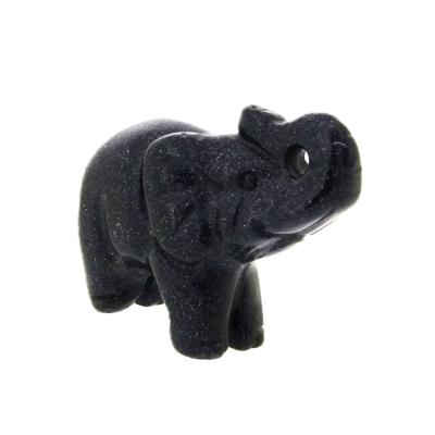 Gemstone Elephant Carving in Blue Goldstone.   SPR15175POL