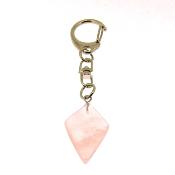 Diamond Shape Gemstone Keyring in Rose Quartz.   SPR15567POL