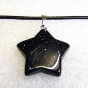 Star Pendant Necklace In Blue Goldstone On Waxed Cord.   SPR15991PEND