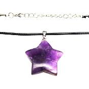 Star Pendant Necklace In Amethyst On Waxed Cord.   SPR15992PEND