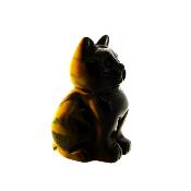 Gemstone Carving Of A Cat (Large Size) In Tiger's Eye.   SPR16938POL