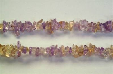 AMETRINE GEM CHIP NECKLACE. 18" LONG. 20g. SPR672