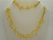 CITRINE THREADED GEM CHIP 18" NECKLACE & 7" BRACELET TWO PIECE SET. SPR992