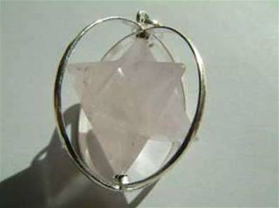 MERKABA STAR ROSE QUARTZ AND 925 SILVER PENDANT. PENDMAKSTAR2