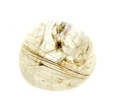 QUARTZ DOME POLISHED PEBBLE SPECIMEN FEATURING SILVER & GOLDEN RUTILE INCLUSIONS.   SP10799POL