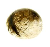 QUARTZ DOME POLISHED PEBBLE SPECIMEN FEATURING GOLDEN RUTILE INCLUSIONS.   SP10813POL