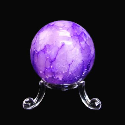 Sphere In Crackle Quartz With Purple Colouring.   SP16395POL