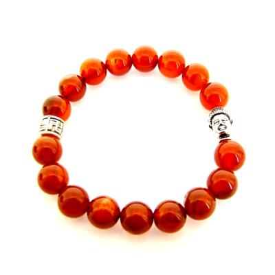 BUDDHA POWER BEAD BRACELET IN CARNELIAN.   SPR14099BR