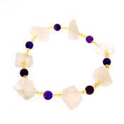 ELASTICATED BEAD BRACELET WITH UNPOLISHED QUARTZ CRYSTALS.   SPR14232BR