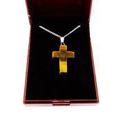 BOXED GEMSTONE CROSS PENDANT IN TIGERSEYE.   SPR14651PEND