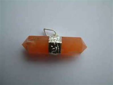 Carnelian Indian Silver Horizontal Hexagonal pendant. 1160