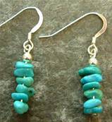 TURQUOISE PEBBLE PENDANT EARRINGS.   241E