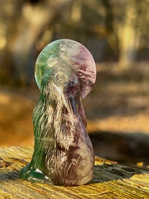 &#127764;&#127769; Moon Gazing Hare &#127764;&#127769; in Flourite  Large 5.5x2.8cm.   SPR14918POL 