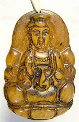 BURNT JADE CARVED BUDDA PENDANT. SP1200PEND