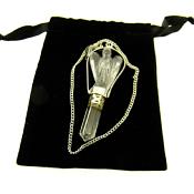 DOWSING PENDULUM FEATURING ANGEL CARVING & FACETED POINT IN QUARTZ.   SP13482POL