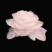 Highly Detailed, Lovely Rose Flower Carving In Rose Quartz.   SP16386SLF