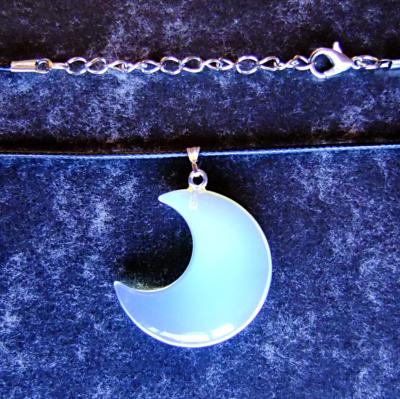 CRESCENT MOON PENDANT IN OPALITE ON WAXED CORD.   SPR13971PEND