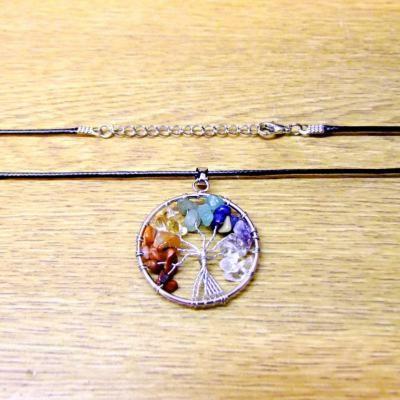 TREE OF LIFE CHAKRA NECKLACES (SILVER PLATED).   SPR14315N