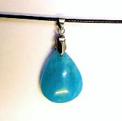 AMAZONITE DOME POLISHED TEARDROP SHAPE CRYSTAL PENDANT ON A WAXED COTTON CORD.   SPR14536NEC