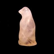 CARVING OF A PENGUIN IN ROSE QUARTZ.   SPR15079POL