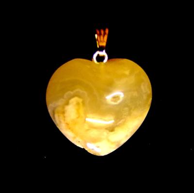 FLOWER AGATE MINI PUFF HEART PENDANT.   SPR15278PEND