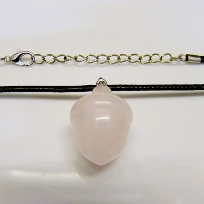 Acorn Pendant Necklace In Rose Quartz.   SPR15955PEND 