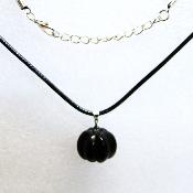 Pumpkin Pendant Necklace in Black Obsidian on Waxed Cotton Cord.   SPR16208