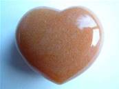 PEACH AVENTURINE LARGE GEMSTONE PUFF HEART.   HRTPEAV