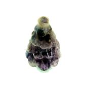 GEMSTONE CHRISTMAS TREE CARVING IN FLUORITE.   SP12965POL