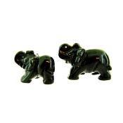 PAIR OF ELEPHANT CARVINGS IN BLACK ONYX.   SP13911POL