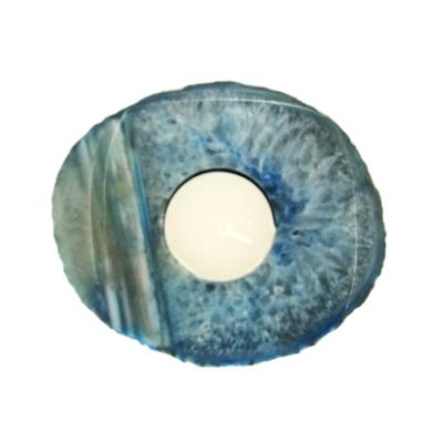 Agate Slice Single Hole Tea Light Holder.   SP15650POL