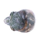 Gemstone Skull Carving In Green Moss Agate.   SP17110POL