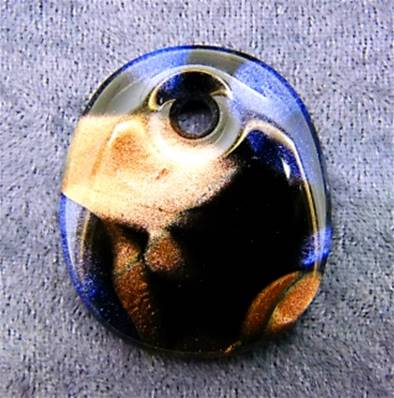 MURANO GLASS PENDANT IN BLUE & COPPER GOLDSTONE. SP8849MUR