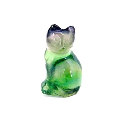 GEMSTONE KITTEN CARVING IN FLUORITE.   SPR14481POL