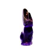 GEMSTONE CARVING OF HOWLING MOON WOLF IN AMETHYST.   SPR14759POL