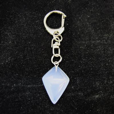 Diamond Shape Gemstone Keyring in Opalite.   SPR15566POL